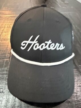 Hooters Black Hat with White Rope Accent